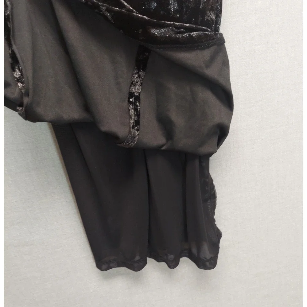 Elie Tahari Y2K Sleeveless Shimmer Velvet Dress S Black Faux Wrap Bodycon Glam